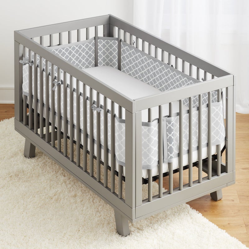 BreathableBaby Breathable Mesh Liner for Full-Size Cribs, Classic 3mm Mesh, Gray Clover (Size 4FS Covers 3 or 4 Sides) - Image 2